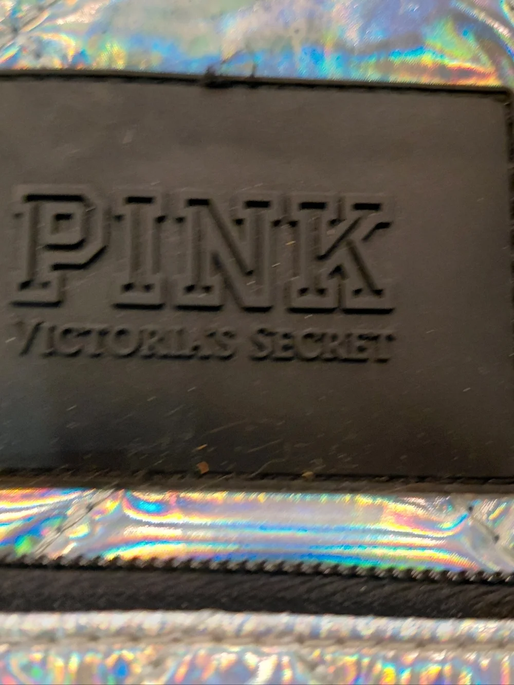 PINK Victoria's Secret Holographic Quilted Mini Backpack - Iridescent
